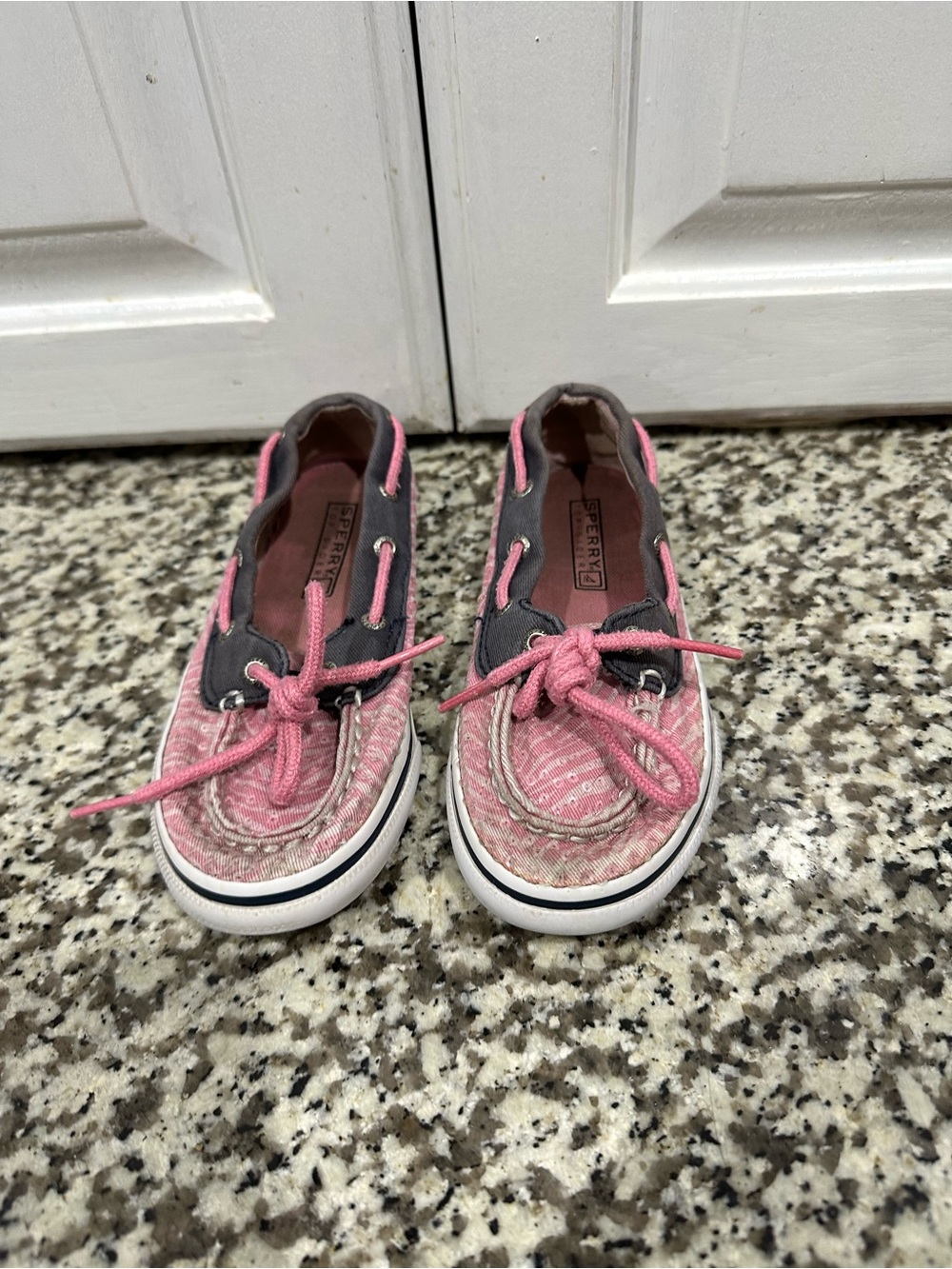 Sperry Kids Pink and Gray Canvas Boat Shoes